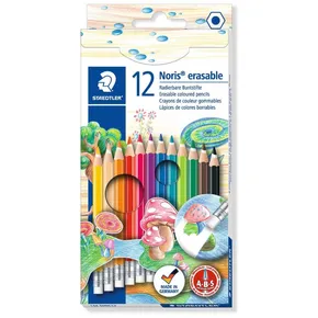 Buntstifte mit Radiergummi „Noris Club“, 12 Farben, Set, sechseckig, STAEDTLER